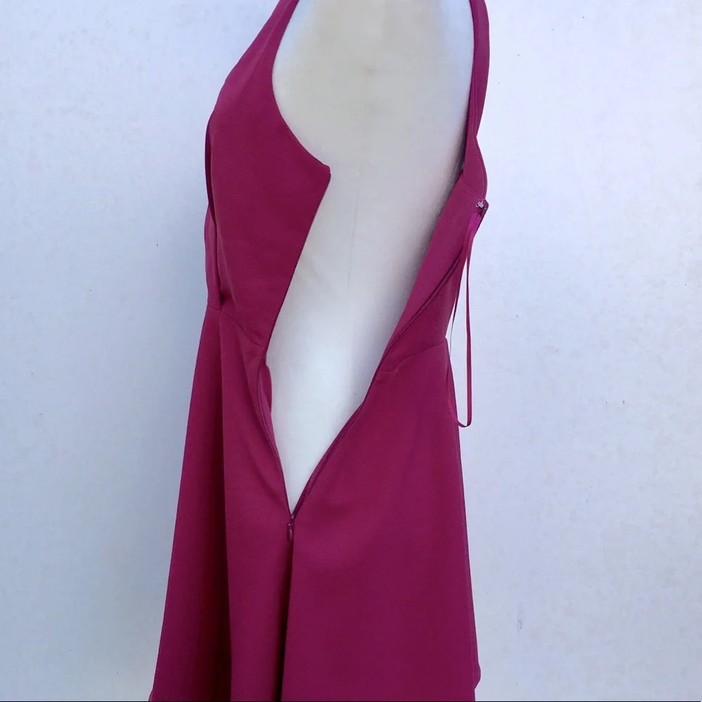 ADELYN RAE FUCSHIA CUTOUT SKATER DRESS